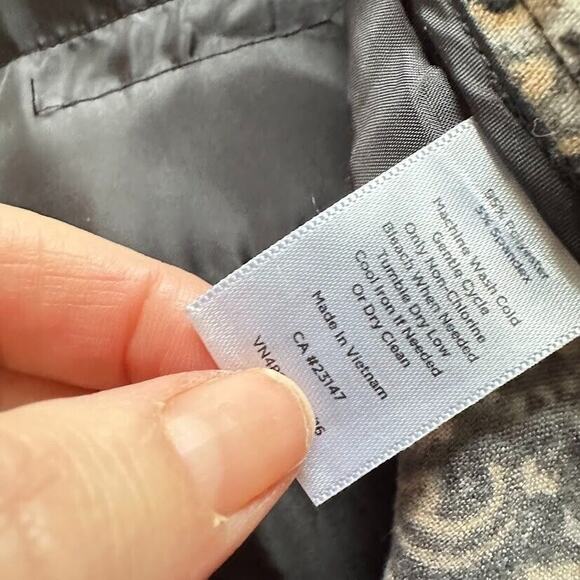 Talbots Hampshire Ankle Pants Black Tan Paisley Stretch Size 14P 14 Petite - Picture 8 of 11